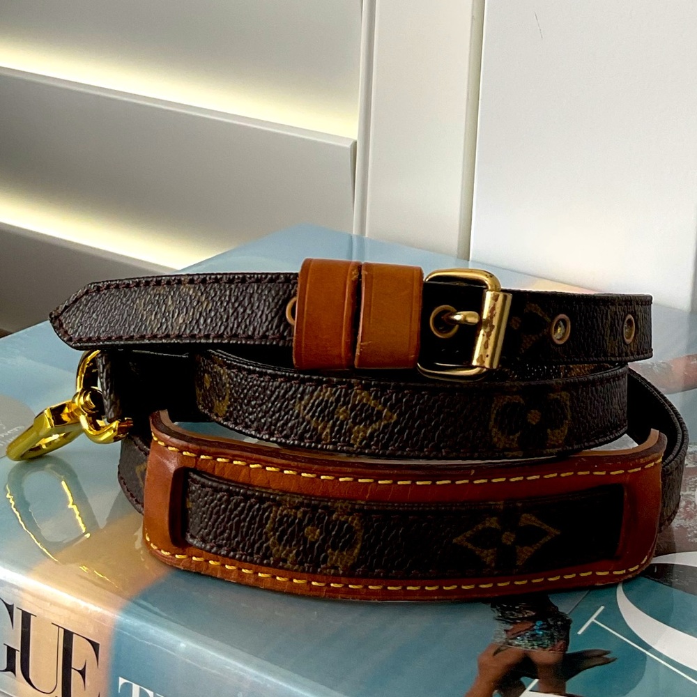 Louis Vuitton Brown and Gold Monogram Bag Strap